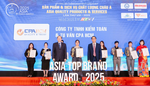 CPA HCM tự hào được vinh danh tại Asia Top Brand Award 2025 với Dịch vụ Kế toán – Kiểm toán – Tư vấn thuế