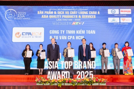 CPA HCM tự hào được vinh danh tại Asia Top Brand Award 2025 với Dịch vụ Kế toán – Kiểm toán – Tư vấn thuế