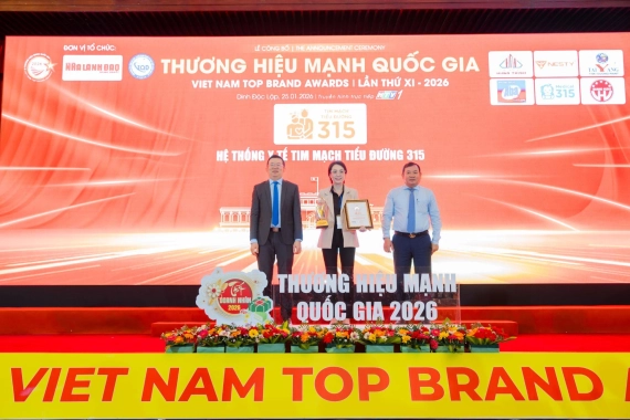 Tim Mạch - Tiểu Đường 315 vinh danh "Top Thương hiệu Mạnh quốc gia 2026", khẳng định vị thế y tế chất lượng cao