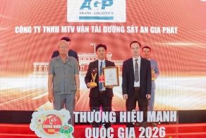 An Gia Phát - Đơn vị dẫn đầu trong ngành vận tải đường sắt vinh dự nhận Top 10 Thương hiệu Mạnh Quốc gia 2026