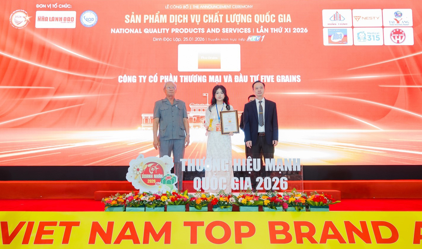 Five Grains - thương hiệu mỹ phẩm thiên nhiên được vinh danh “Sản Phẩm – Dịch Vụ Chất Lượng Quốc Gia 2026”
